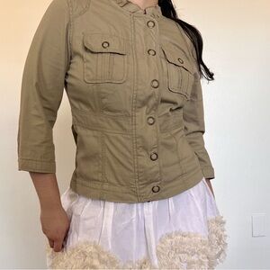 Vintage Y2K Decree Romantic Khaki Utility style jacket with button front. size M